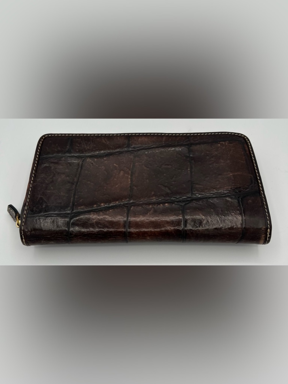 Dooney & Bourke Dark Brown Croc-Embossed Leather Wallet - Picture 2 of 9